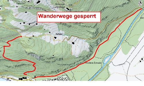 Sperrung Wanderweg/Waldstrasse Hinderer Eywald